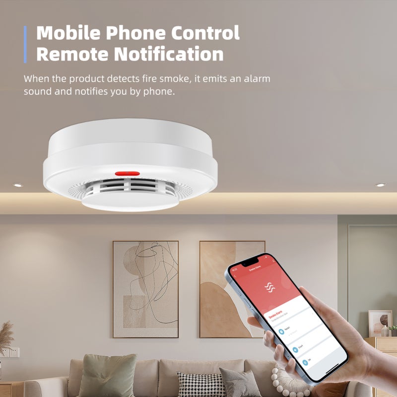 Tuya Wifi Smoke Detector Fire Protecting Sound Alarm Sensor Cellphone APP Remote Push Alert with Alarm Cancel Function - Image 5
