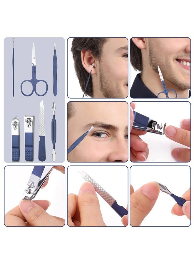 Aceoce Ａceoce Travel Manicure Set Mens Grooming Kit Stainless Steel Nail Clippers Nail Care Tool with Luxurious Travel Case Manicure Pedicure Set Professional Personal Care Gift for Men Family Friends  - Image 3