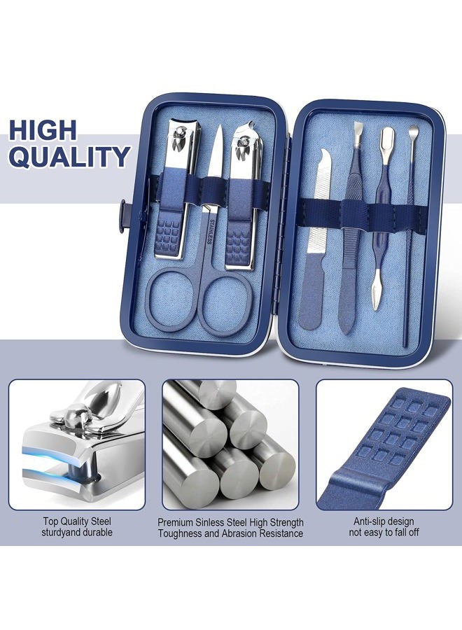 Aceoce Ａceoce Travel Manicure Set Mens Grooming Kit Stainless Steel Nail Clippers Nail Care Tool with Luxurious Travel Case Manicure Pedicure Set Professional Personal Care Gift for Men Family Friends  - Image 2