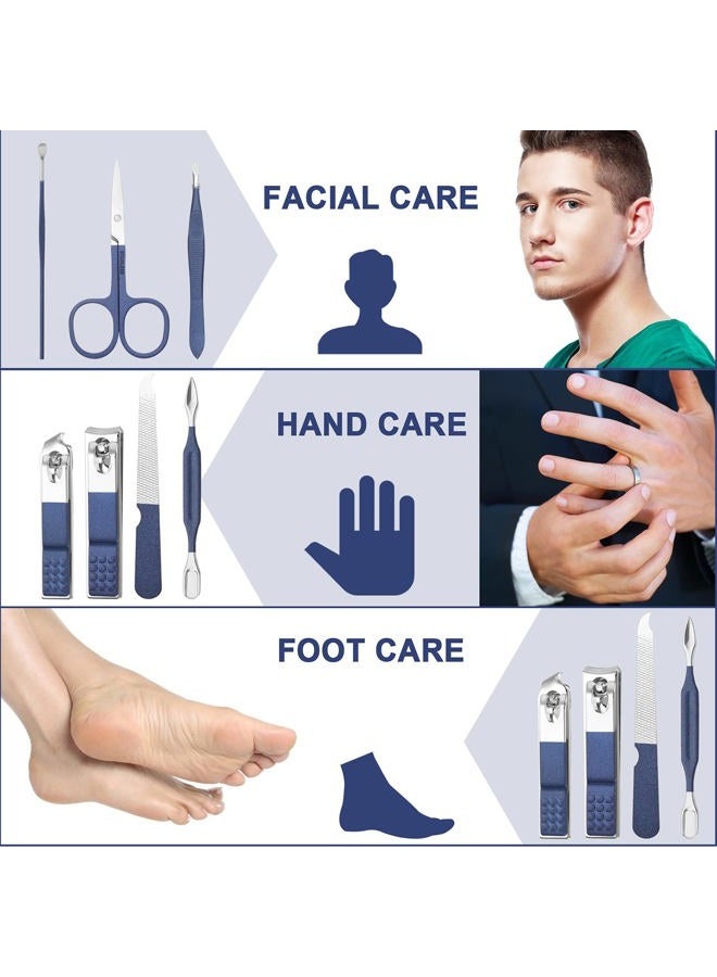 Aceoce Ａceoce Travel Manicure Set Mens Grooming Kit Stainless Steel Nail Clippers Nail Care Tool with Luxurious Travel Case Manicure Pedicure Set Professional Personal Care Gift for Men Family Friends  - Image 4