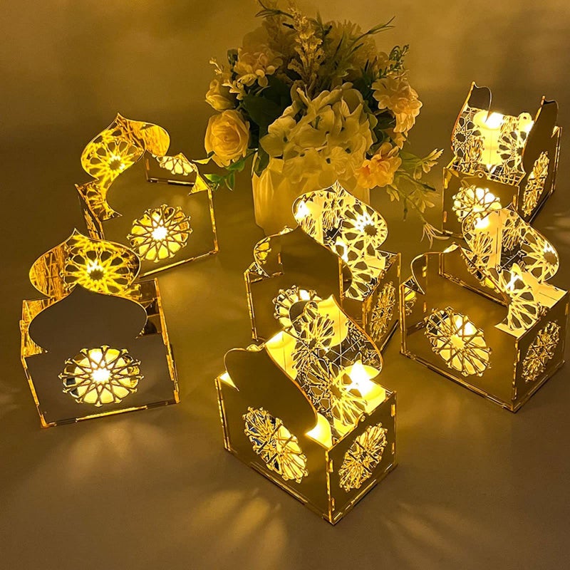 Acrylic Eid Ornament With LED Light Desktop Decor For Festival Party Tabletop - Image 3