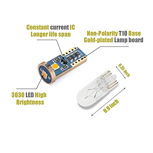 iBrightstar مصابيح LED شديدة السطوع iBrightstar Wedge T10 168 194 لداخل السيارة، أضواء القبة، الخريطة، الباب، المجاملة، لوحة الترخيص، برتقالي - Image 3