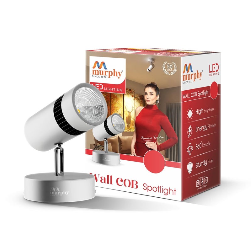 MURPHY Murphy Aluminium 10W Adjustable Aliminum Led Wall Cob Surface Mounted Spot Light With 2 Years Warranty Warm White Pack Of 1  - Image 1