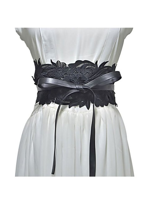 Women's Lace Faux Leather Bow Tie Corset Belts
