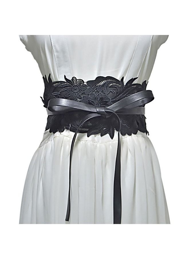 Generic - Women's Lace Faux Leather Bow Tie Corset Belts - Image 1