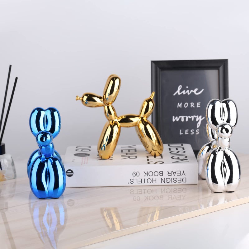 XIAOMAGG Silver Balloon Dog - Animal & Modern Sculpture Decor for Bedroom, Office & Preppy Room - Image 2