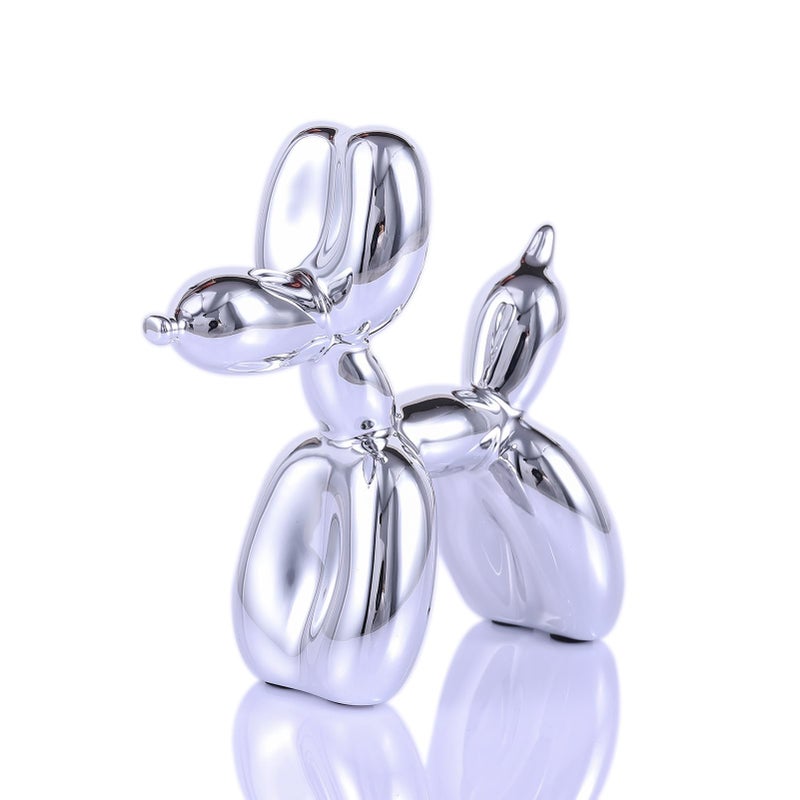 XIAOMAGG Silver Balloon Dog - Animal & Modern Sculpture Decor for Bedroom, Office & Preppy Room - Image 1