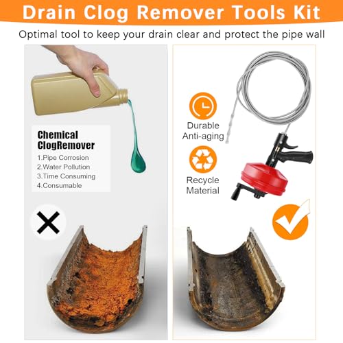 XFIRE-GEAR 25 FT Double Mode Drain Snake Tools, 14-in-1 Drain Auger for Sink and Drain Unblocking, Plumbing Snake for Kitchen, Bathrom and Shower Sink, Drain Clog Remover for Real DYIs【Upgraded】 - Image 3