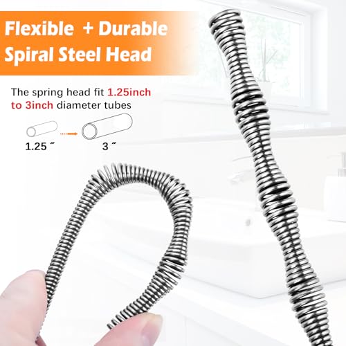 XFIRE-GEAR 25 FT Double Mode Drain Snake Tools, 14-in-1 Drain Auger for Sink and Drain Unblocking, Plumbing Snake for Kitchen, Bathrom and Shower Sink, Drain Clog Remover for Real DYIs【Upgraded】 - Image 5