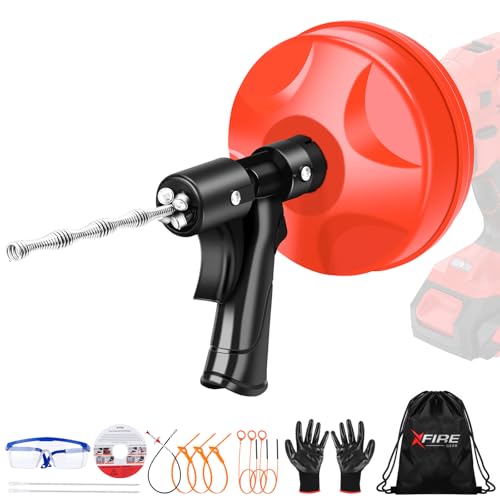 XFIRE-GEAR 25 FT Double Mode Drain Snake Tools, 14-in-1 Drain Auger for Sink and Drain Unblocking, Plumbing Snake for Kitchen, Bathrom and Shower Sink, Drain Clog Remover for Real DYIs【Upgraded】 - Image 1