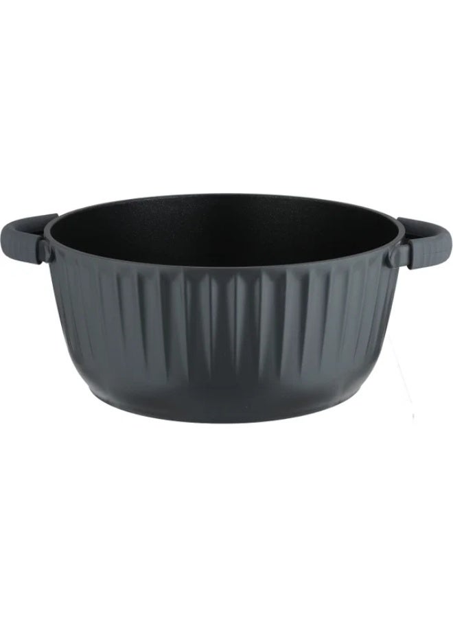 28cm Deep Cooking Pot with Handles and Glass Lid - Dark Grey - Image 4