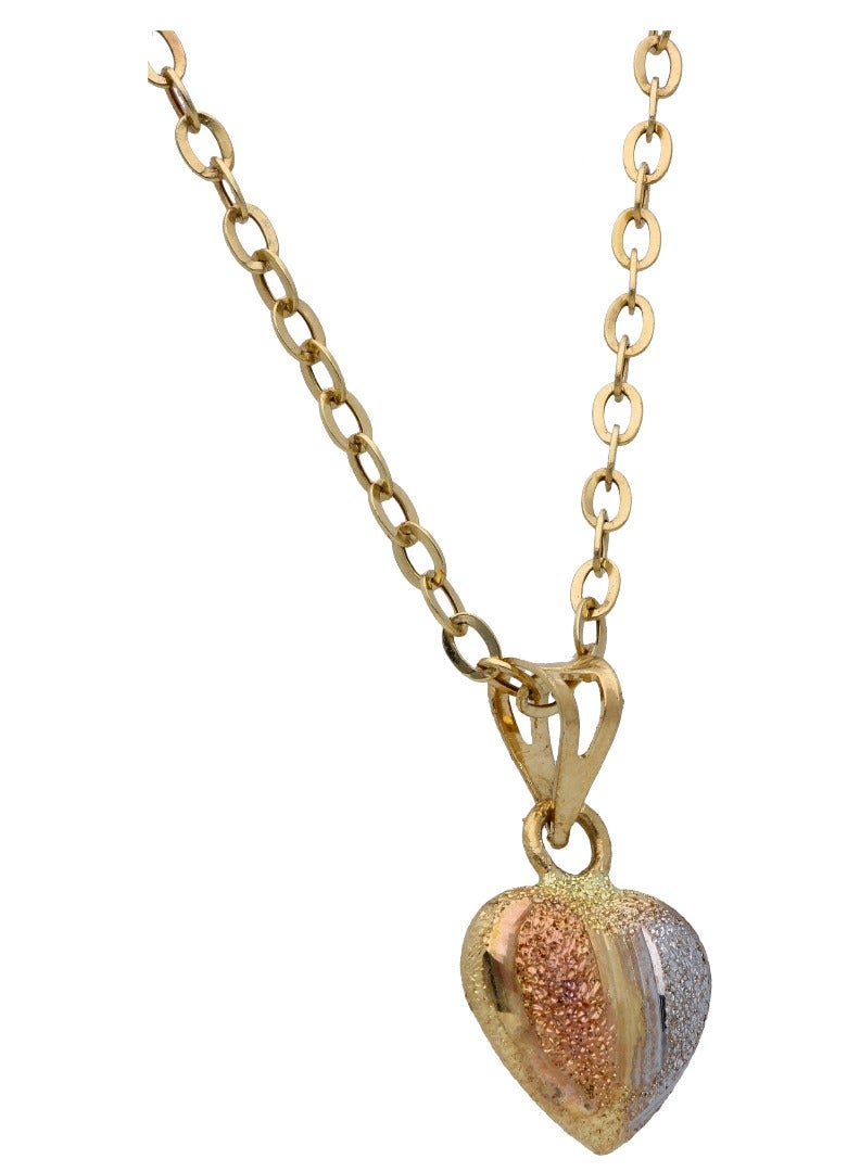 FK Jewellers Gold Triple Toned Heart Shaped Pendant Set 18KT  - Image 3