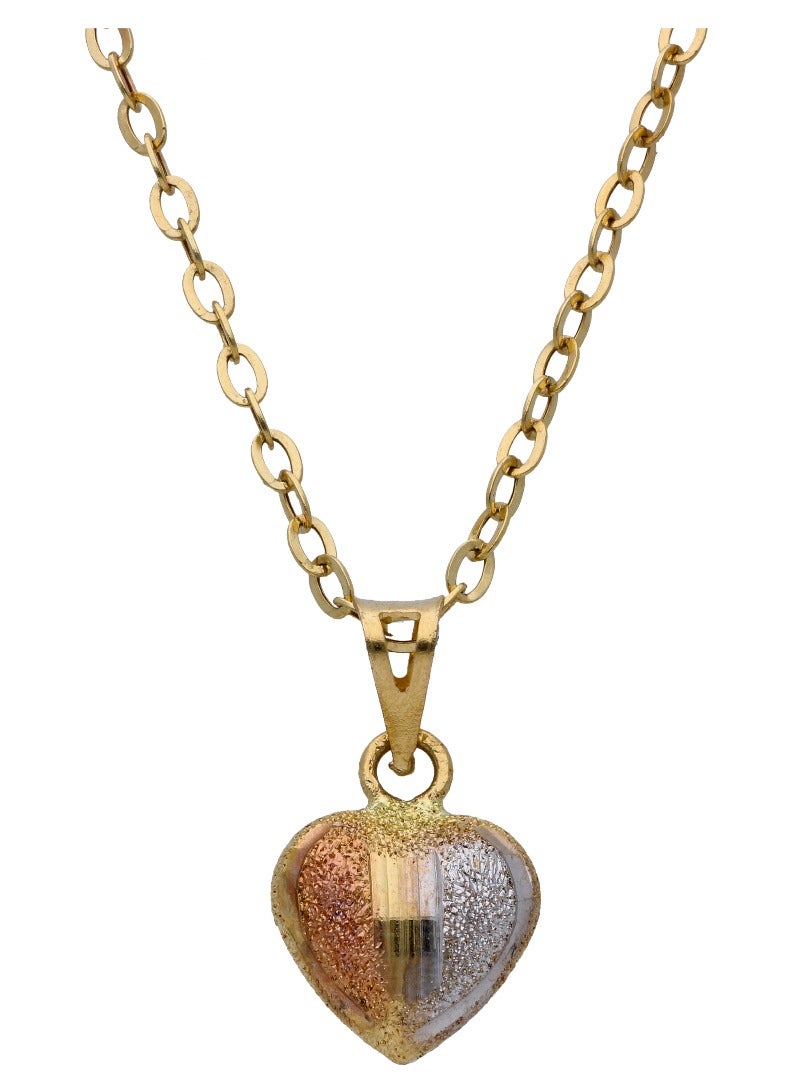 FK Jewellers Gold Triple Toned Heart Shaped Pendant Set 18KT  - Image 2