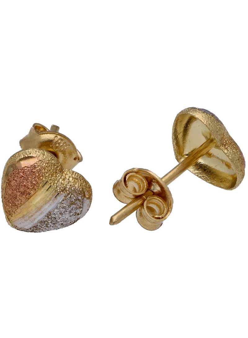 FK Jewellers Gold Triple Toned Heart Shaped Pendant Set 18KT  - Image 4
