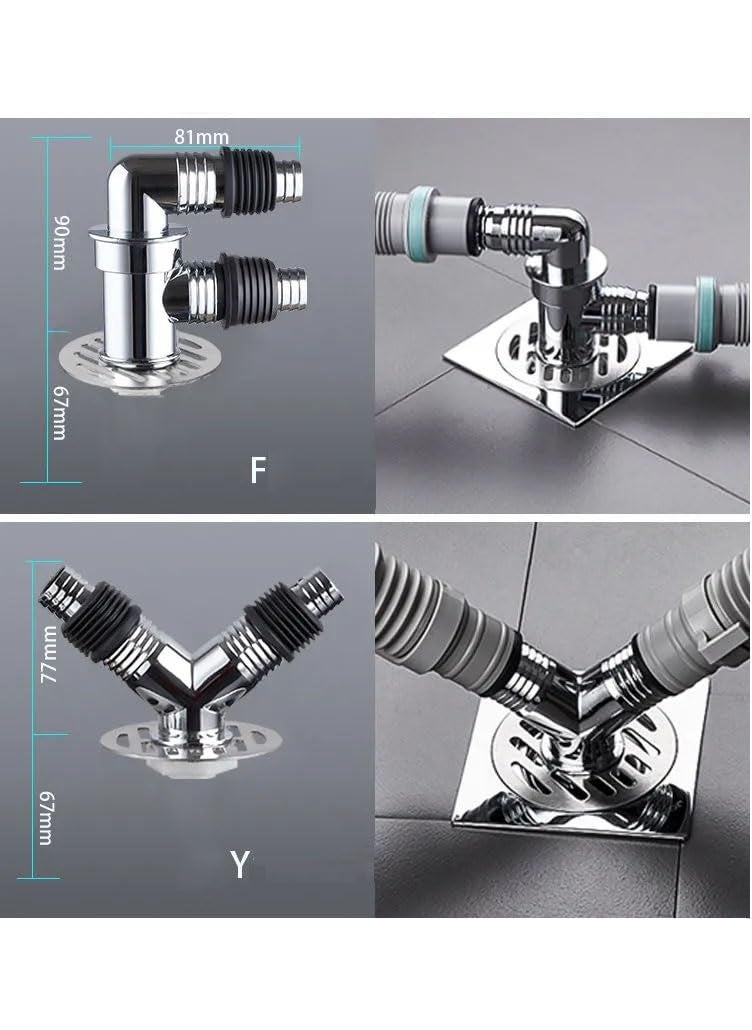 Rasdion - Rasdion Bathroom Floor Drain Connector Assembly Drainer for Washing Machine Outlet Pipe Connector FModel with Outer Ring - Image 1