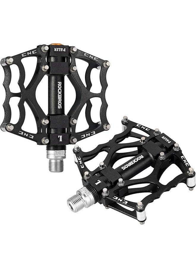 Rockbros ROCKBROS Mountain Bike Pedals MTB Pedals CNC Non-Slip Lightweight Aluminum Alloy Bicycle Pedals Sealed Bearings Bicycle Platform Pedals 9/16" BMX Road Bike Pedal,( One pair)  - Image 1