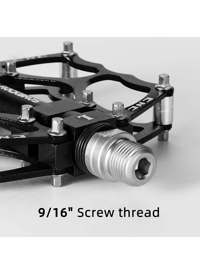 Rockbros ROCKBROS Mountain Bike Pedals MTB Pedals CNC Non-Slip Lightweight Aluminum Alloy Bicycle Pedals Sealed Bearings Bicycle Platform Pedals 9/16" BMX Road Bike Pedal,( One pair)  - Image 3