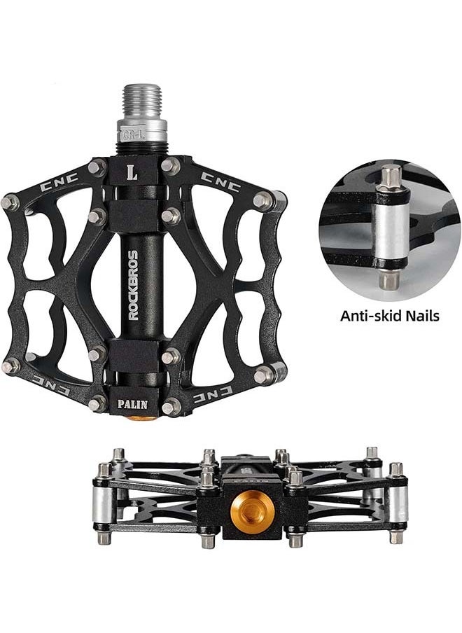 Rockbros ROCKBROS Mountain Bike Pedals MTB Pedals CNC Non-Slip Lightweight Aluminum Alloy Bicycle Pedals Sealed Bearings Bicycle Platform Pedals 9/16" BMX Road Bike Pedal,( One pair)  - Image 5