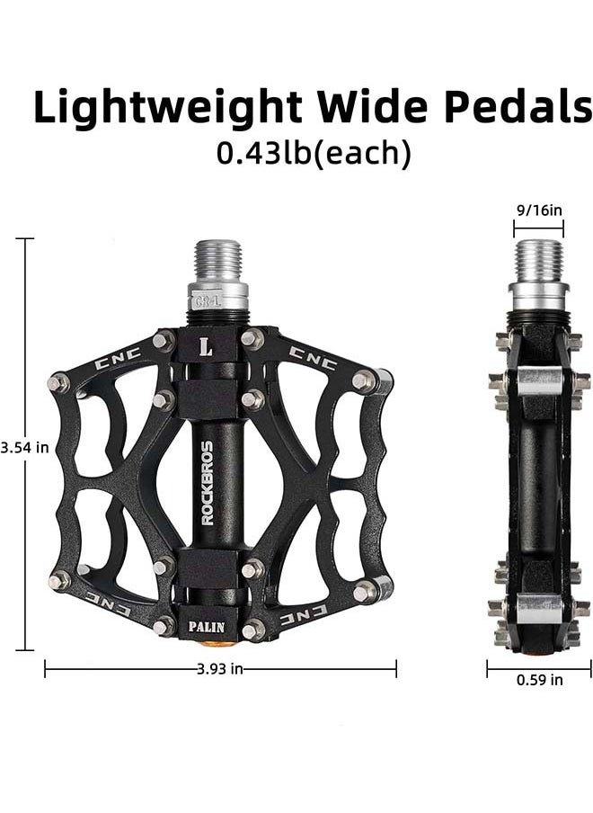 Rockbros ROCKBROS Mountain Bike Pedals MTB Pedals CNC Non-Slip Lightweight Aluminum Alloy Bicycle Pedals Sealed Bearings Bicycle Platform Pedals 9/16" BMX Road Bike Pedal,( One pair)  - Image 4