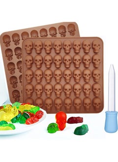 Generic Halloween Fudge 40 Even Skull Silicone Mold Candy Ice Block Skull Mold Silicone Chocolate Mold-Color:Blue  - Image 5