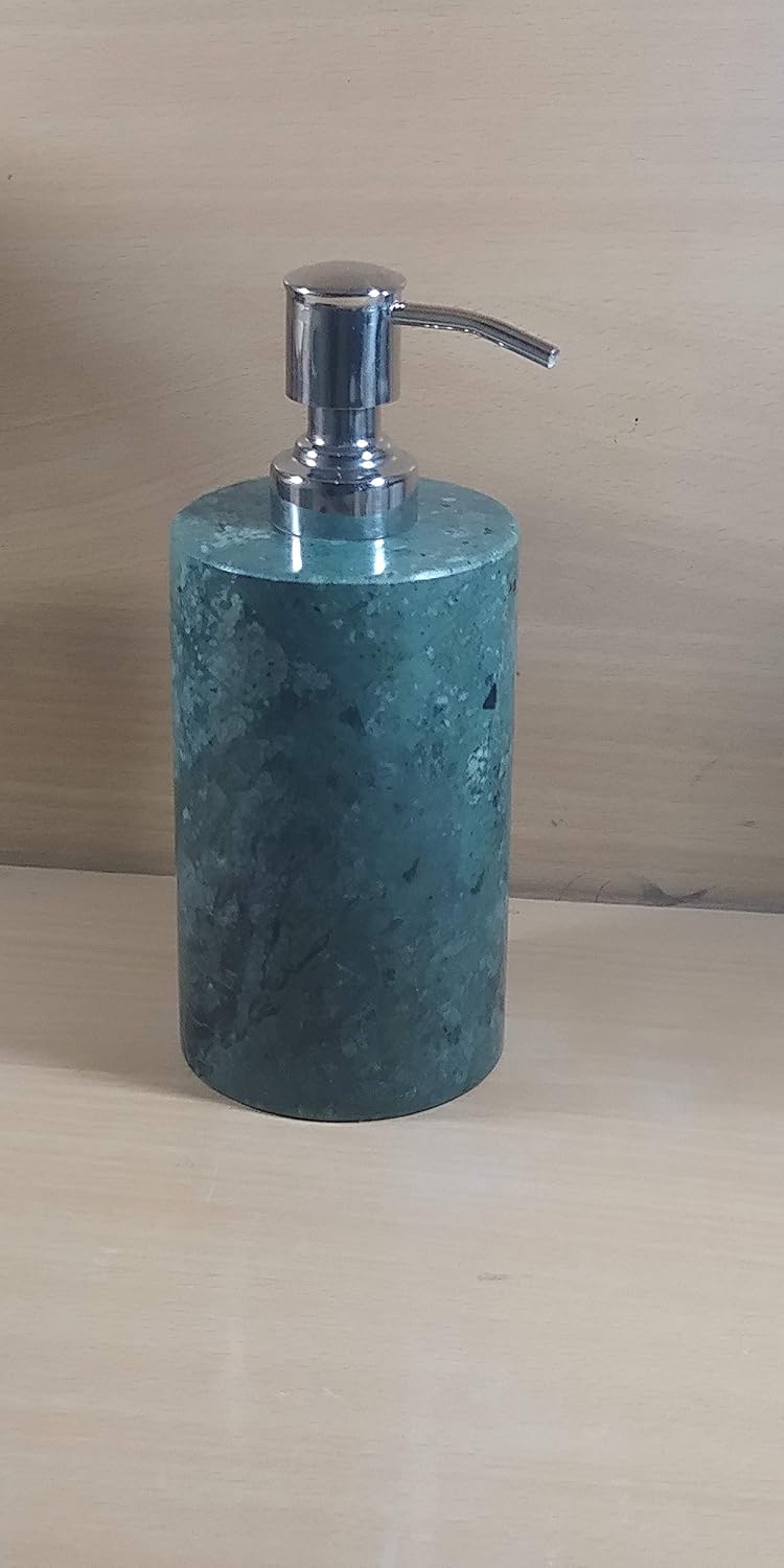 A ONE DESIGN مجموعة فاخرة من ملحقات الحمام من الحجر الرخامي بتصميم واحد - موزع صابون، حامل فرشاة أسنان، طبق صابون - أخضر - مجموعة من 3 - Image 5