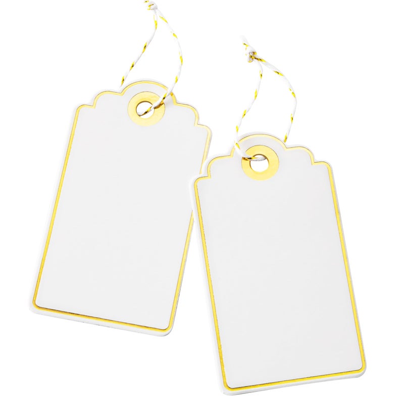 100 PCS 35 x 2 inches White Paper Gift Tags with String for Christmas by SUNCOLOR