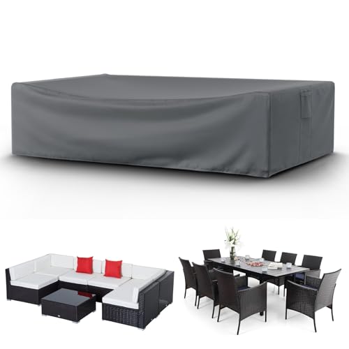 STARTWO Patio Furniture Covers Waterproof Heavy Duty Outdoor Furniture Cover for Table Chairs and Sectional Sofa Set126x64x28inGray - Image 1