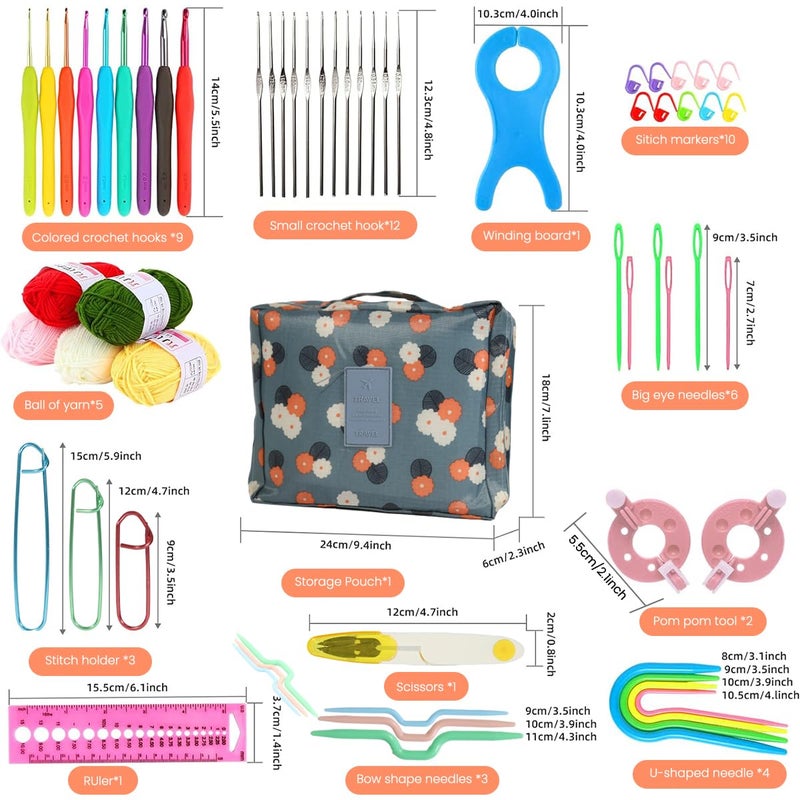 HASTHIP HASTHIP Crochet Needle Kit 107Pcs Crochet Knitting Needle Kit with Carry Bag DIY Crochet Needle Kit with Tools Accessories Comprehensive Crochet Needle Kit for Beginners Professionals  - Image 2