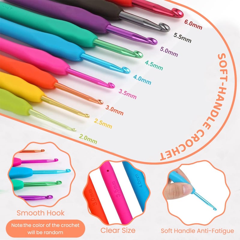 HASTHIP HASTHIP Crochet Needle Kit 107Pcs Crochet Knitting Needle Kit with Carry Bag DIY Crochet Needle Kit with Tools Accessories Comprehensive Crochet Needle Kit for Beginners Professionals  - Image 3