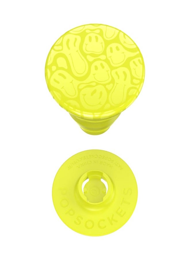 PopSockets Phone Grip with Expanding Kickstand, Adhesive Grip - Neon Jolt Yellow Smiley Melt - Image 4