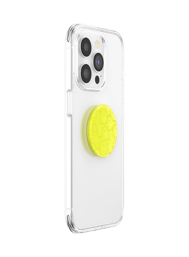 PopSockets Phone Grip with Expanding Kickstand, Adhesive Grip - Neon Jolt Yellow Smiley Melt - Image 3