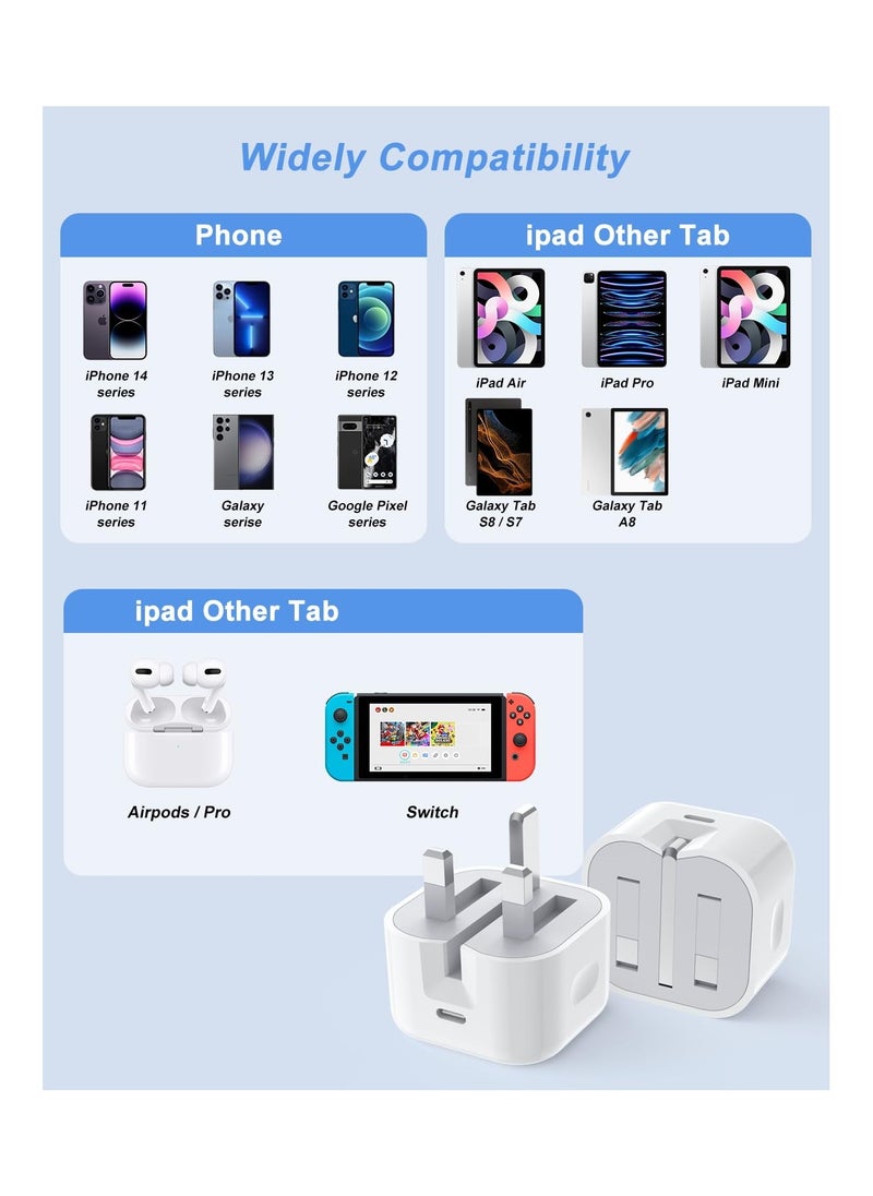 Anmi - 20W Folding Mobile Phone Wall Charger for iPhone 14/13/12/11/X, 2 Pack - Image 1