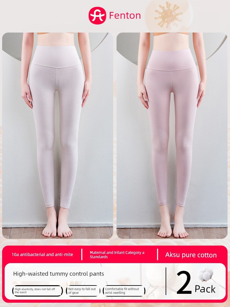 Fenteng pure cotton long johns for women 2025 new high-waisted belly-tightening thin cotton woolen pants for autumn and winter thermal pants - Image 2
