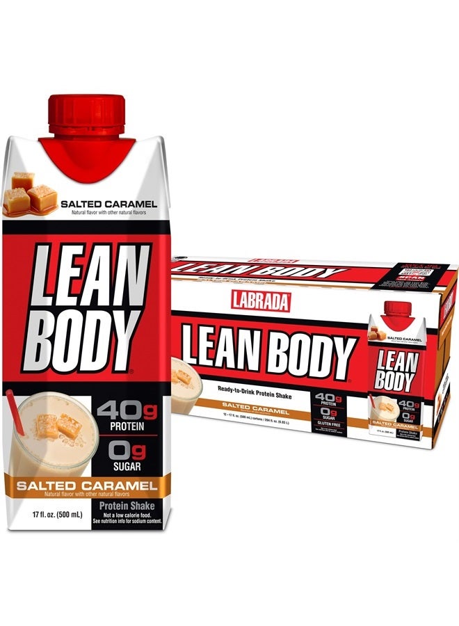 LABRADA Lean Body Ready-to-Drink Salted Caramel Protein Shake, 40g Protein, Whey Blend, 0 Sugar, Gluten Free, 22 Vitamins & Minerals, 17 Fl Oz (Pack of 12) - Image 1
