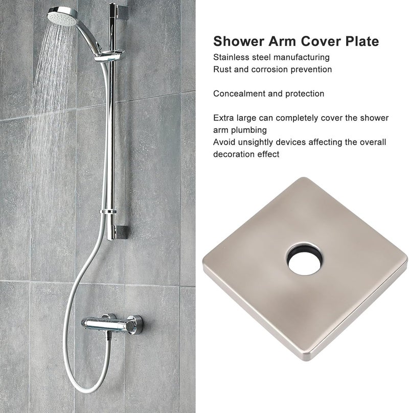Naroote Square Shower Arm Flange Cover Plate, Extra Large Universal Stainless Steel Shower Escutcheon Plate, Oversized Replacement Decorative Flange, Ideal for Bathroom Arm (304 stainless steel 3) - Image 4