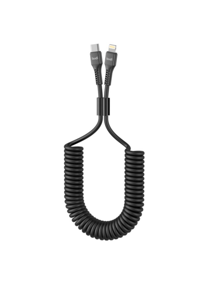 budi - Charge and Sync Coiled Cable Type C to Lightning 20W Fast Charging Durable Design - Image 1