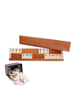 Star Classic Rummy Tile Game, 104 Tiles and 4 Wooden Racks, 2-4 Players for More Fun, Star Flash Rummy Set, Travel Game, Convenient to Organize and Store  - Image 2