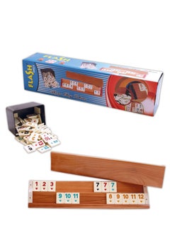 Star Classic Rummy Tile Game, 104 Tiles and 4 Wooden Racks, 2-4 Players for More Fun, Star Flash Rummy Set, Travel Game, Convenient to Organize and Store  - Image 1