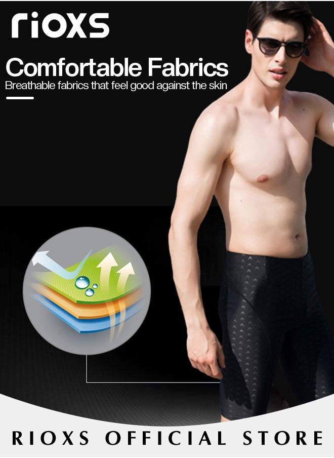 RIOXS - Mens Swimwear Set with Adjustable Anti Fog Swimming Goggles Swim Cap Nose Clip Ear Plugs and Storage Bag - Image 1