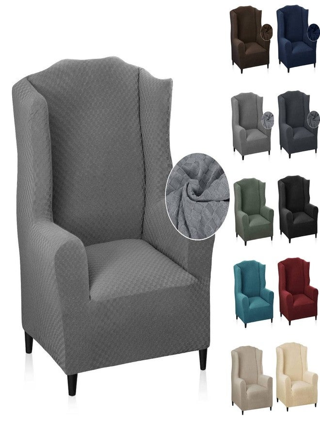 MAXIJIN Wingback Chair Covers 1-Piece Stretch Wing Chair Covers Soft Thick Wingback Armchair Slipcover Non-Slip High Back Chair Furniture Protector Washable (Wing Chair, Light Gray) - Image 1