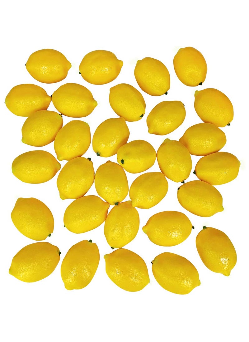Winlyn 30 Pack Faux Yellow Lemons Artificial Fruits Fake Lemons Lifelike Simulation for Lemonade Party Kitchen Table Summer Decorations Vase Fillers Fruit Bowl Lemon Wreath Garland Photography Props  - Image 1