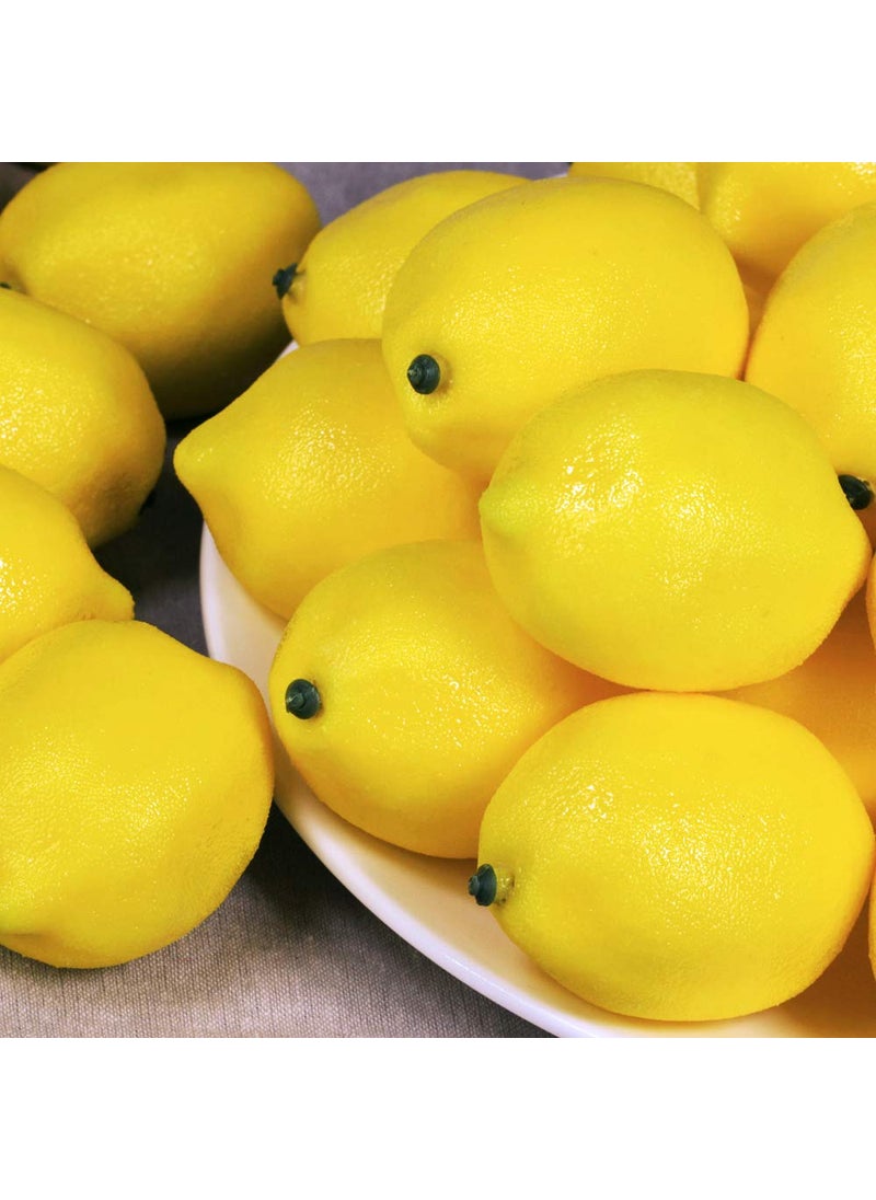 Winlyn 30 Pack Faux Yellow Lemons Artificial Fruits Fake Lemons Lifelike Simulation for Lemonade Party Kitchen Table Summer Decorations Vase Fillers Fruit Bowl Lemon Wreath Garland Photography Props  - Image 2