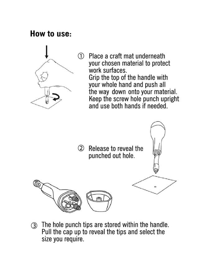 BiraBira Bira 3 Tips 2mm 3mm 4mm Screw Punch Anywhere Punch Oversized Soft Grip Handle for Circular Holes Paper - Image 4