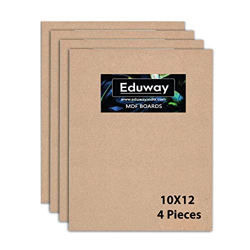 Eduway® 10x12 Inch MDF Board Wood Sheet for Mandala , Lippan, Resin Art & Craft, 4mm Thick, Pack of –4 - Premium Cardboard Material for Artists, Art and Craft Students - Hard Cutout in Small and Large Sizes (25x30 cms) - Image 1