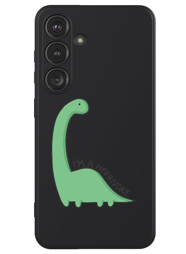 Theodor Protective Slim Fit Case Liquid Silicone Cover with Full Body Protection Anti-Scratch Shockproof Case For Samsung Galaxy S24 (Black) - Dino - Image 1