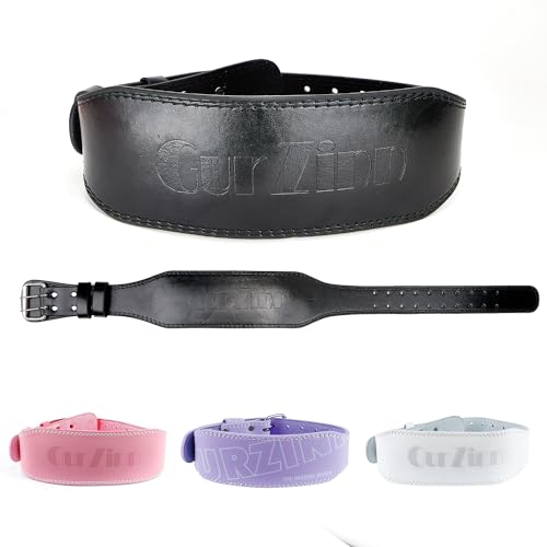 GurZinn 7 MM Leather Weight Lifting Belt for Men and Women with 4 Inches Wide Padded for Weightlifting Deadlift, Cross Training, Power Lifting Workout & Squats Exercise(Black/M) - Image 1