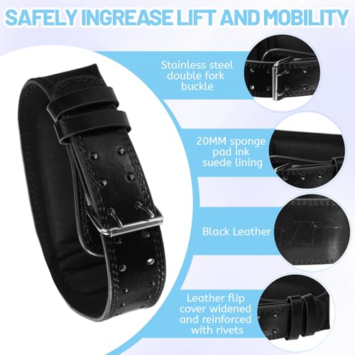 GurZinn 7 MM Leather Weight Lifting Belt for Men and Women with 4 Inches Wide Padded for Weightlifting Deadlift, Cross Training, Power Lifting Workout & Squats Exercise(Black/M) - Image 2