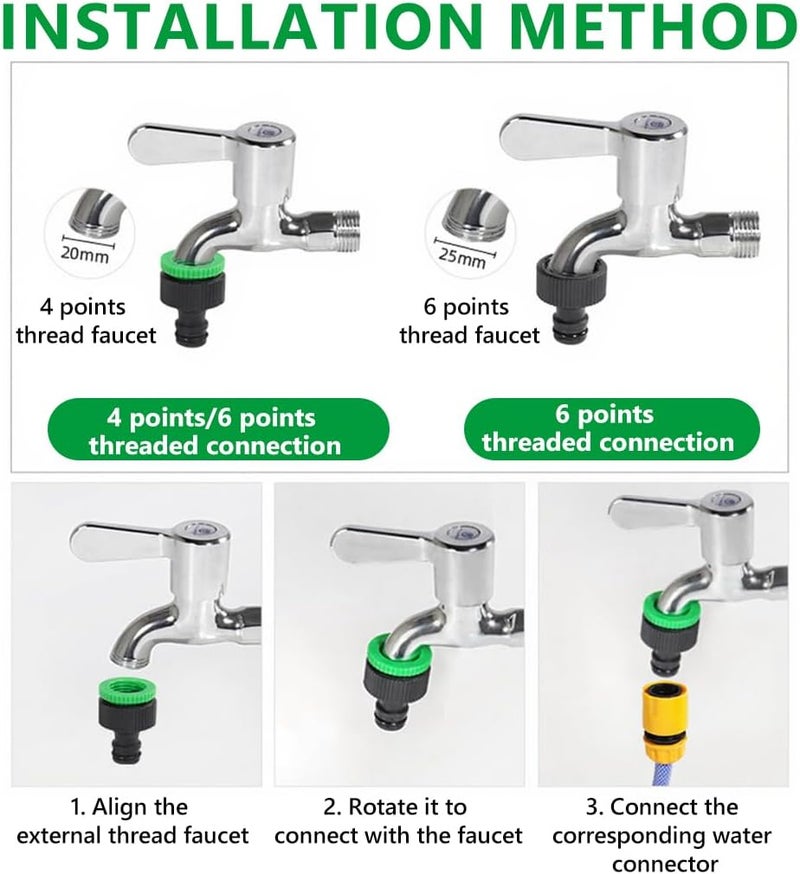 HASTHIP ® 2Pcs Faucet Pipe Connectors for 3/4 Inch & 1/2 Inch Taps, Universal Garden Hose Adapter Set, Quick Connect Fittings for Outdoor Faucets & Water Pipes - Image 3