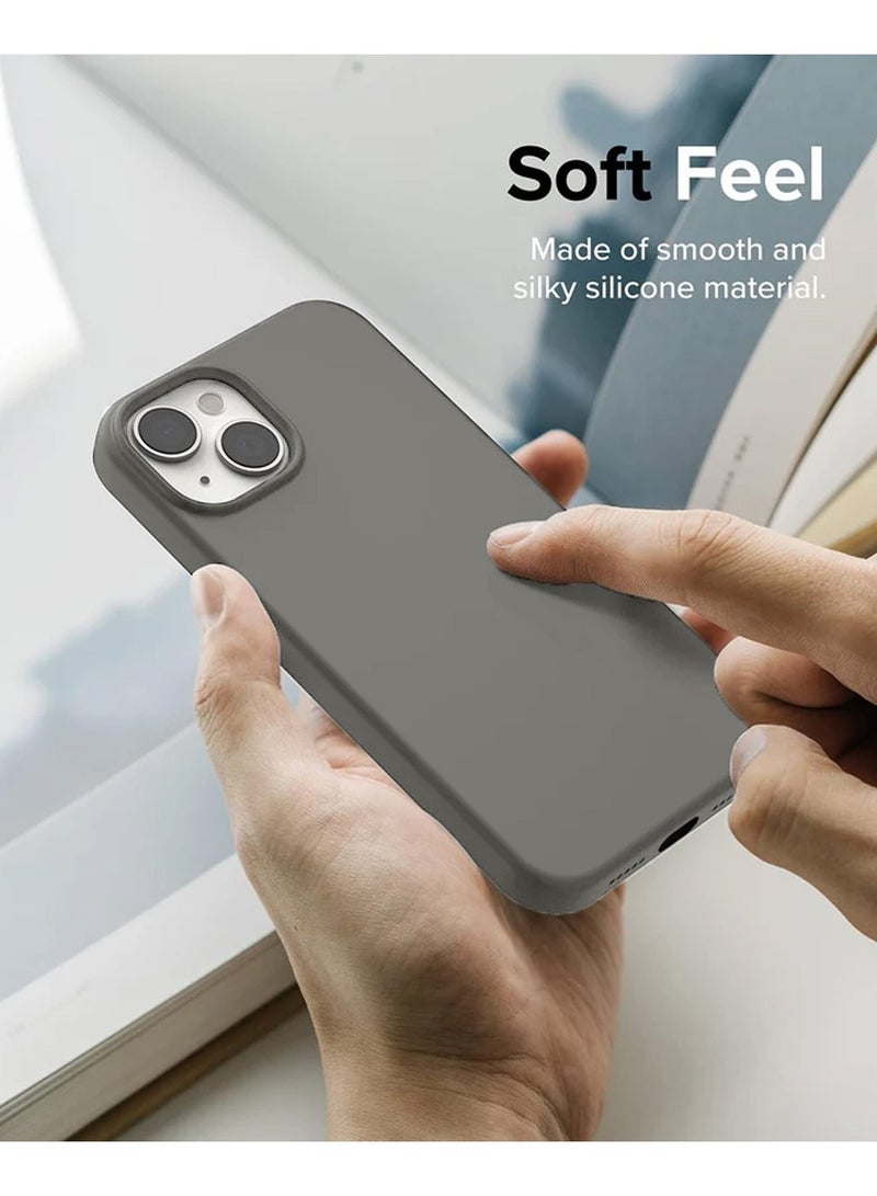 Techie Soft Smooth Silicone Back Cover Case with Built-in Magnetic, inner side Microfiber Lining for Apple iPhone 15  – Grey - Image 5