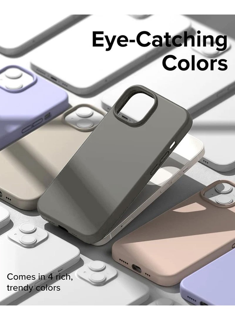 Techie Soft Smooth Silicone Back Cover Case with Built-in Magnetic, inner side Microfiber Lining for Apple iPhone 15  – Grey - Image 3